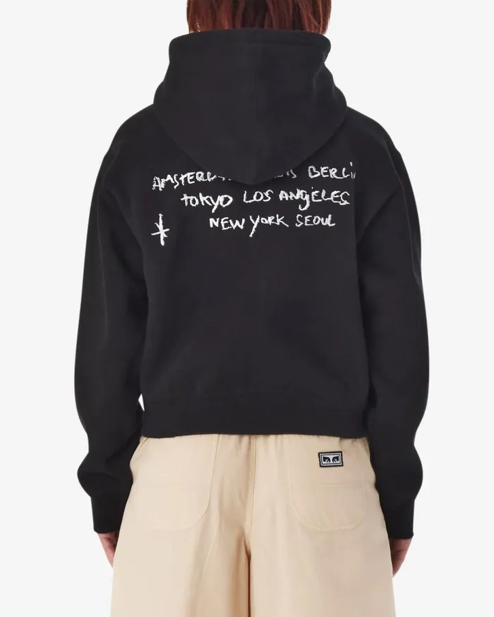 Women CHALK WRITING ZIP ZIP HOOD Unbleached OBEY Clothing SWEATSHIRTS