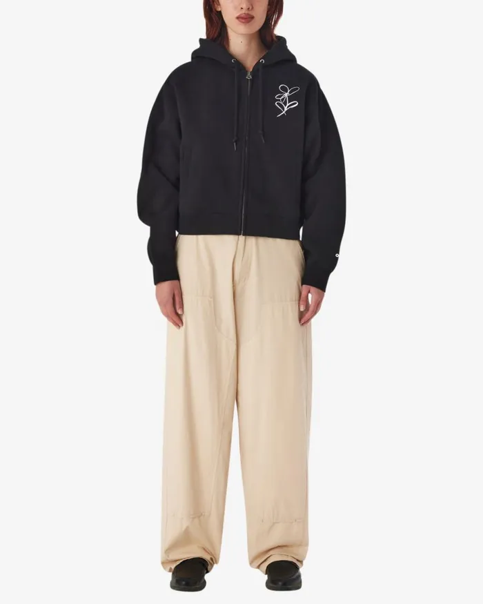 Women CHALK WRITING ZIP ZIP HOOD Unbleached OBEY Clothing SWEATSHIRTS