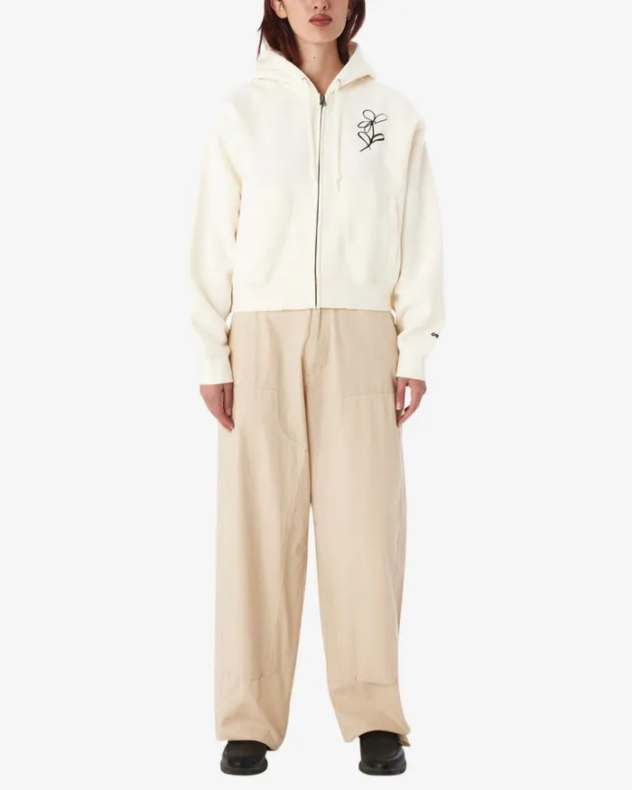 Women CHALK WRITING ZIP ZIP HOOD Unbleached OBEY Clothing SWEATSHIRTS
