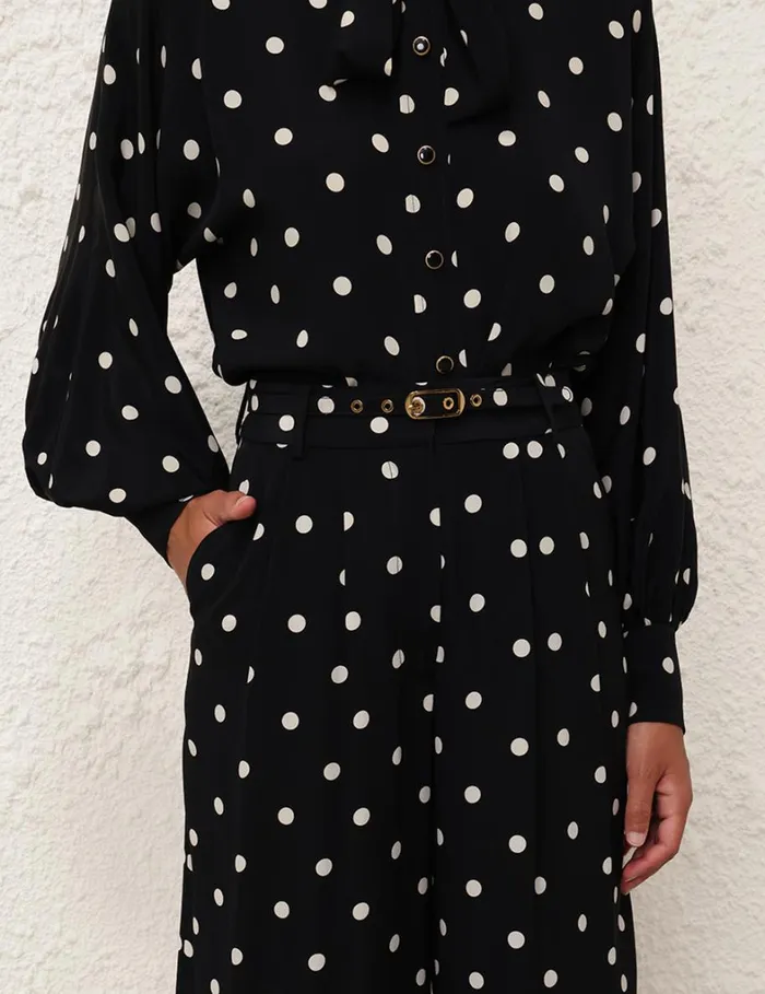 Women Clothing Zimmermann Double Tuck Pant Black W Cream Dot