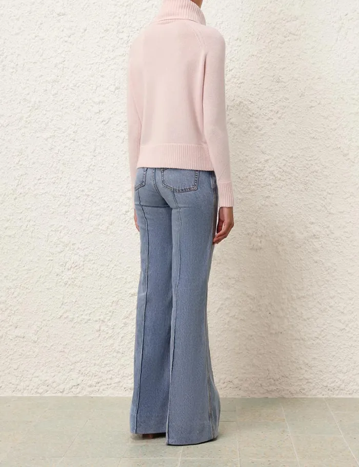 Women Clothing Zimmermann Funnel Neck Sweater Dusty Pink
