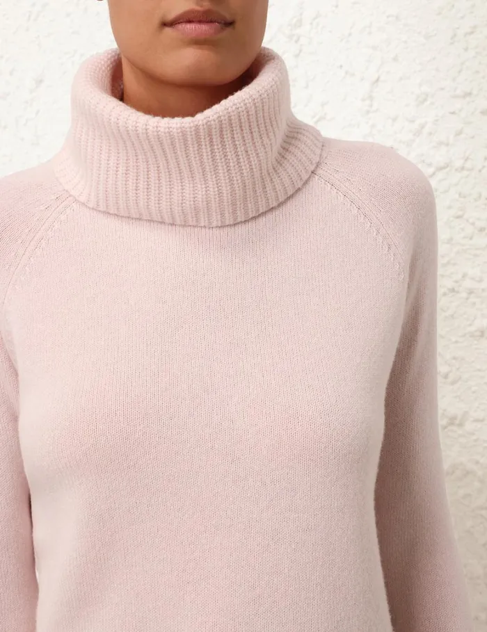 Women Clothing Zimmermann Funnel Neck Sweater Dusty Pink