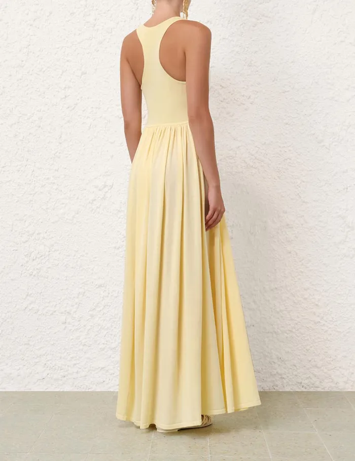 Women Clothing Zimmermann Harmony Metallic Tank Dress Lemon