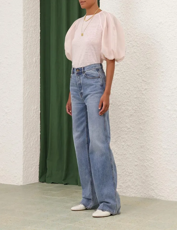 Women Clothing Zimmermann Lantern Sleeve Tee Blush