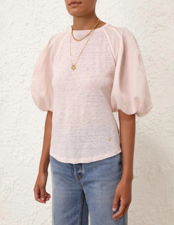 Women Clothing Zimmermann Lantern Sleeve Tee Blush