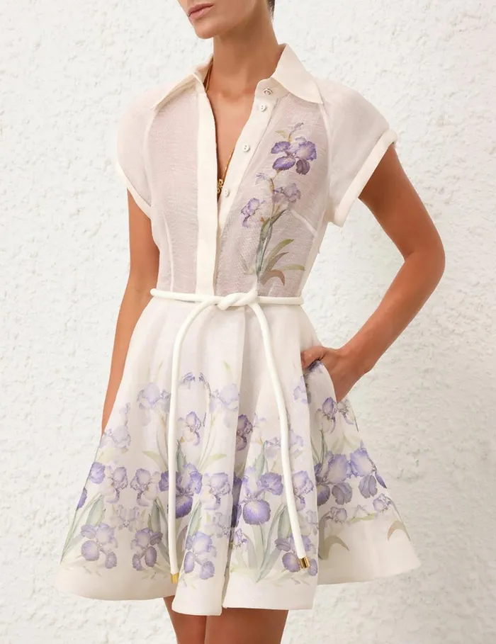 Women Clothing Zimmermann Natura Flip Dress Blue Iris