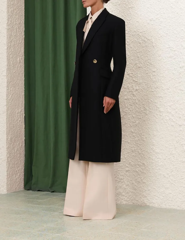 Women Clothing Zimmermann Natura Hourglass Coat Black