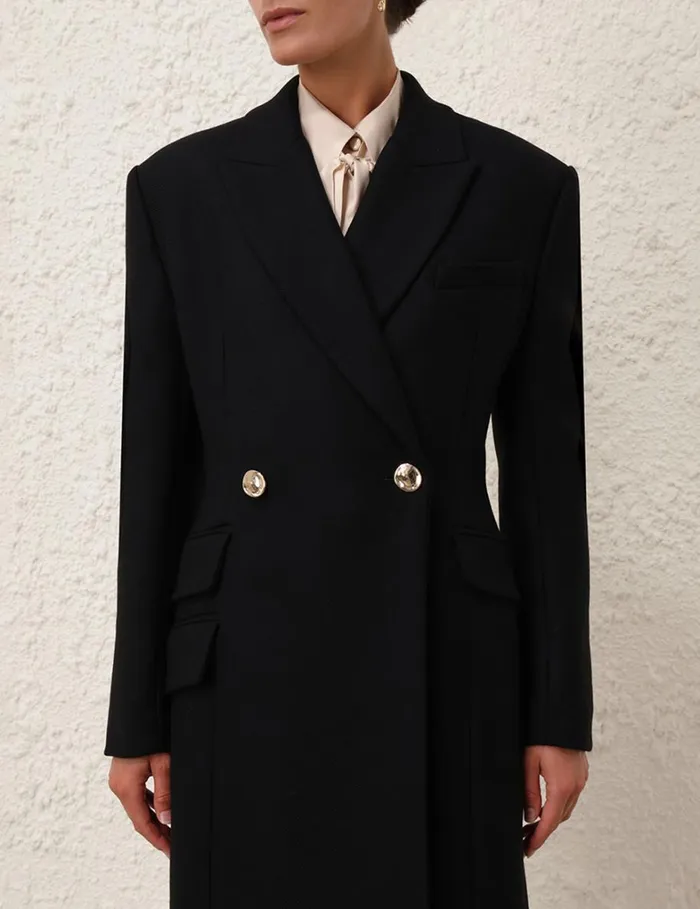 Women Clothing Zimmermann Natura Hourglass Coat Black