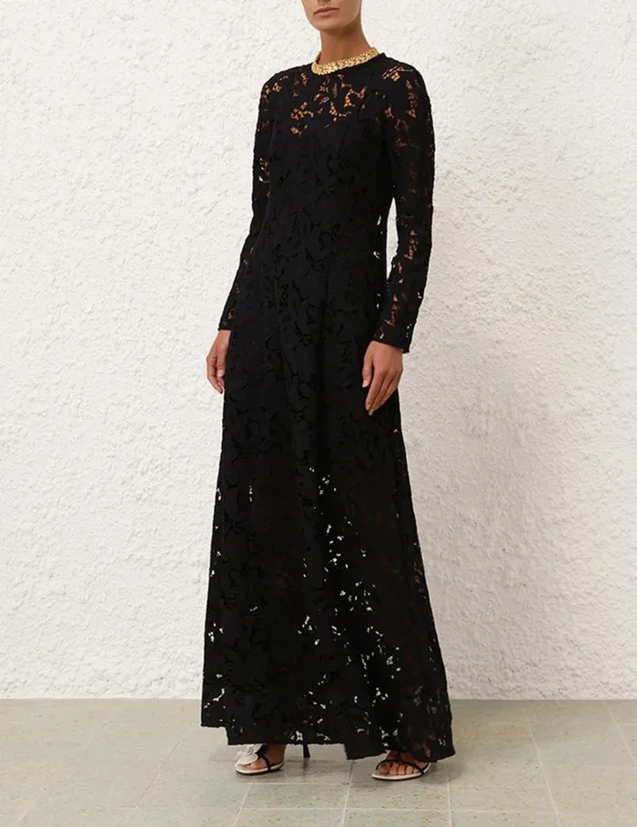 Women Clothing Zimmermann Natura Lace Sheath Dress Black