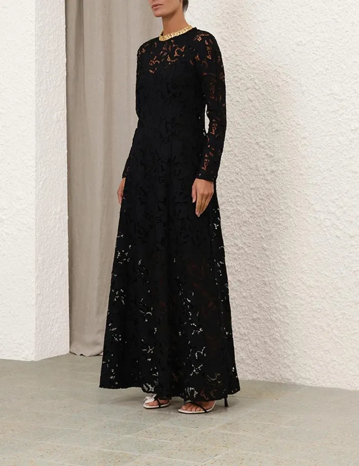 Women Clothing Zimmermann Natura Lace Sheath Dress Black