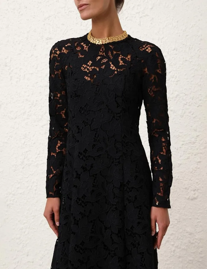 Women Clothing Zimmermann Natura Lace Sheath Dress Black