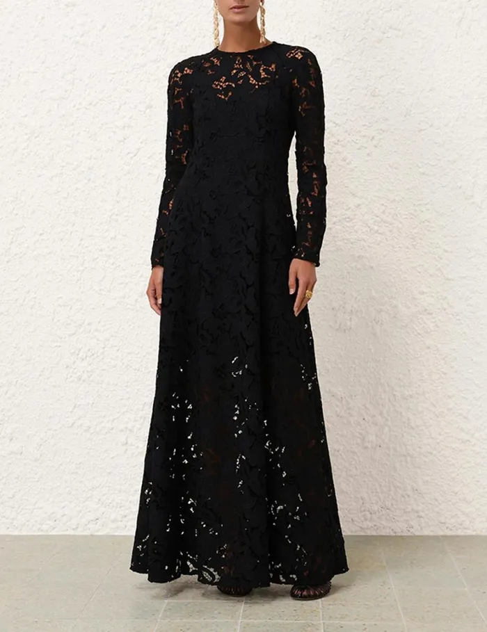 Women Clothing Zimmermann Natura Lace Sheath Dress Black