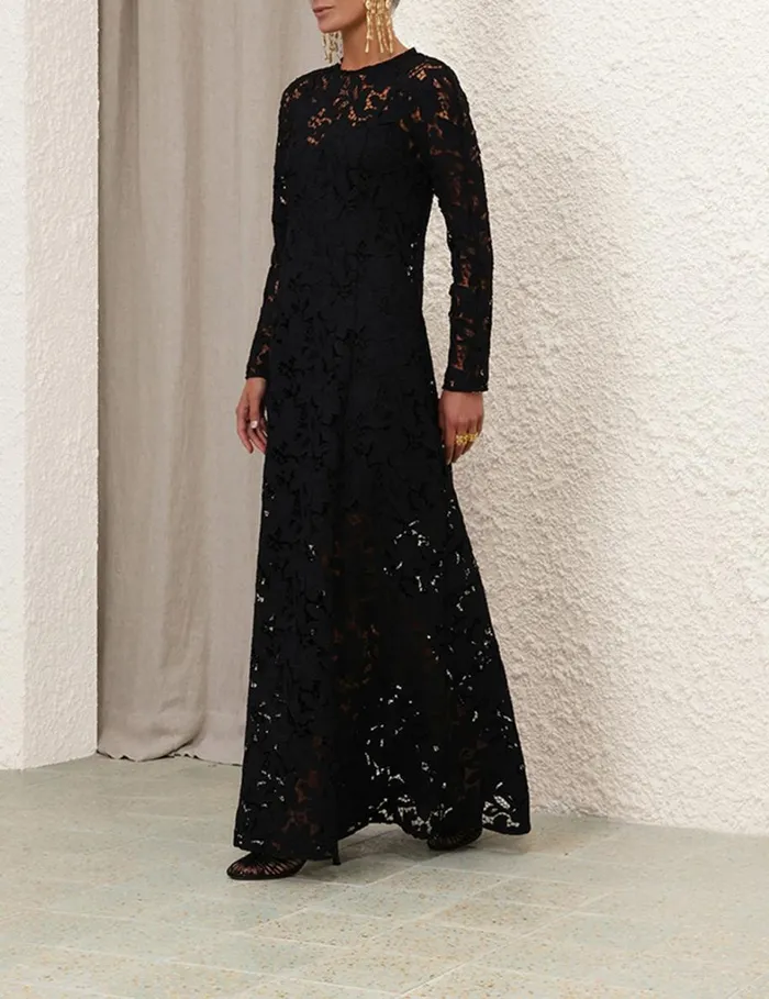 Women Clothing Zimmermann Natura Lace Sheath Dress Black