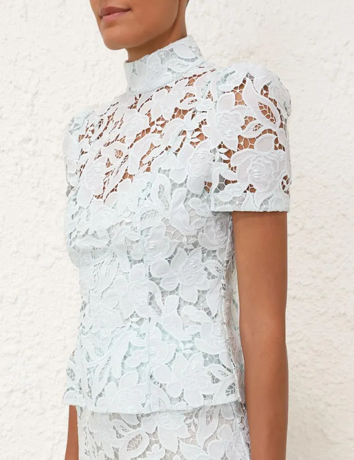 Women Clothing Zimmermann Natura Lace Top Mint