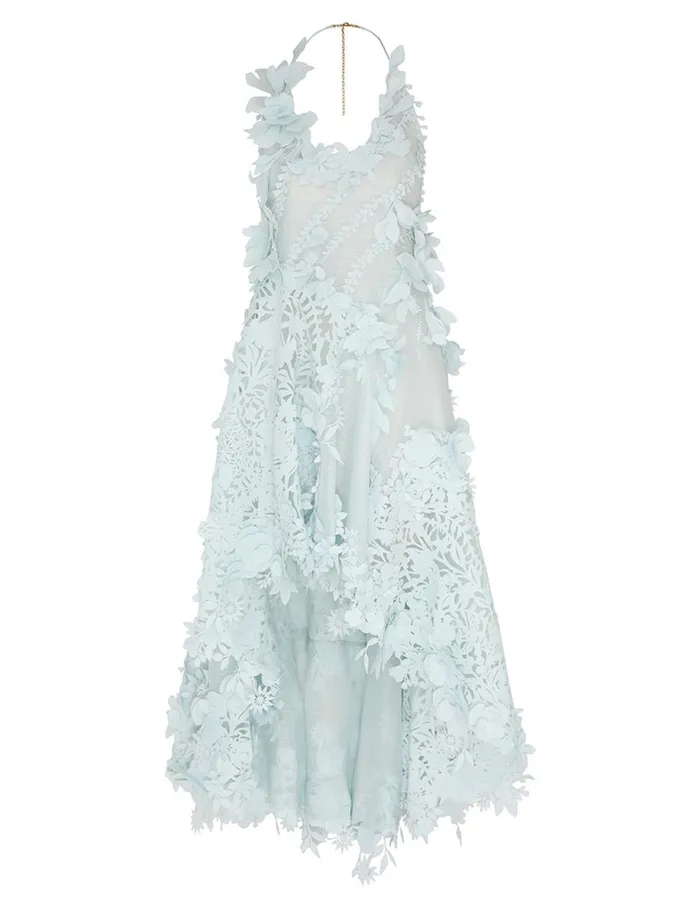 Women Clothing Zimmermann Natura Lasercut Halter Dress Mint