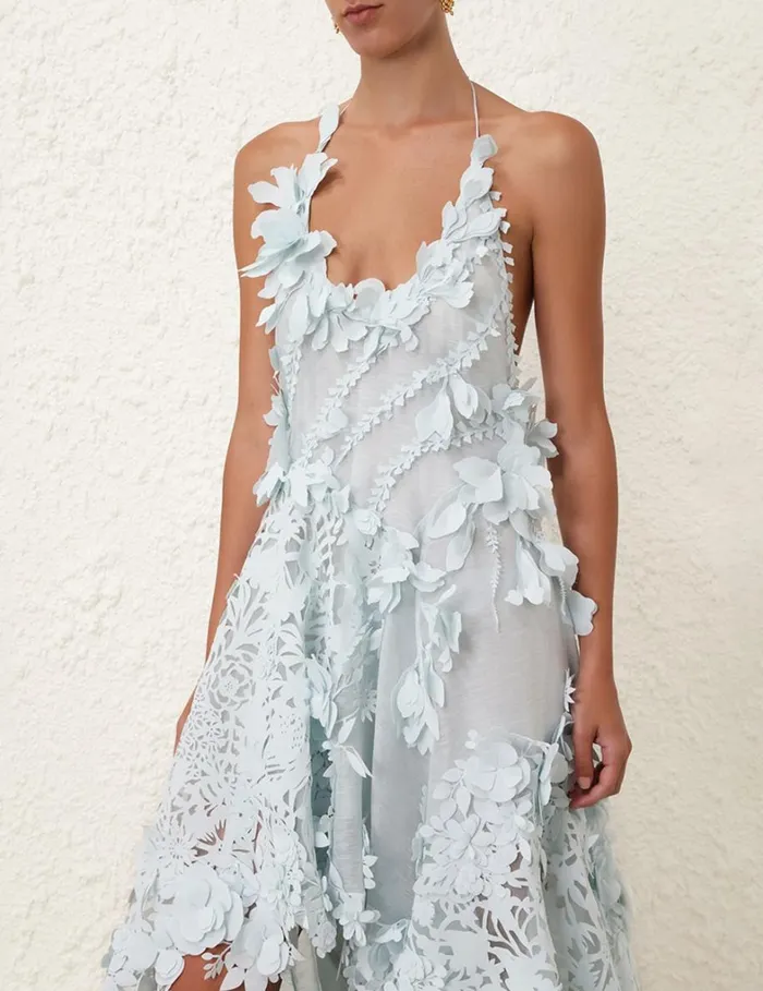 Women Clothing Zimmermann Natura Lasercut Halter Dress Mint