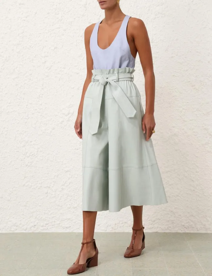 Women Clothing Zimmermann Natura Leather Cropped Pant Mint