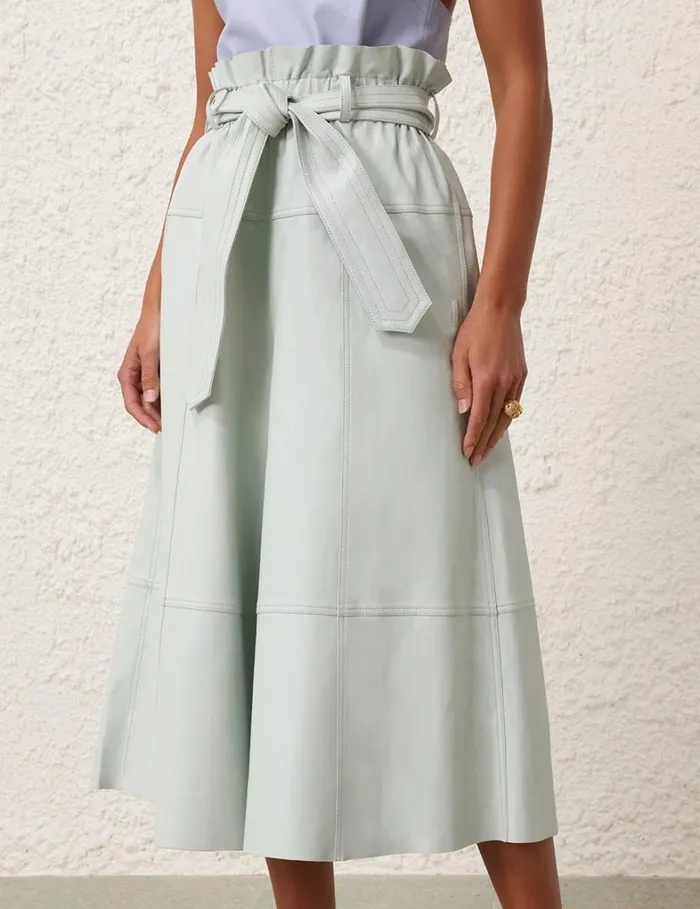 Women Clothing Zimmermann Natura Leather Cropped Pant Mint