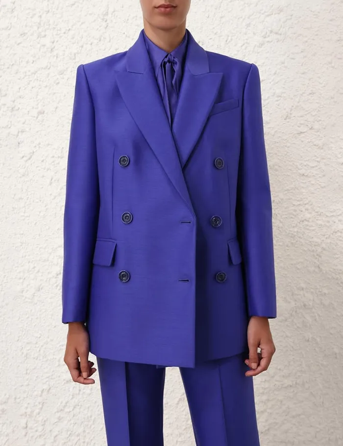 Women Clothing Zimmermann Natura Long Line Jacket Lapis