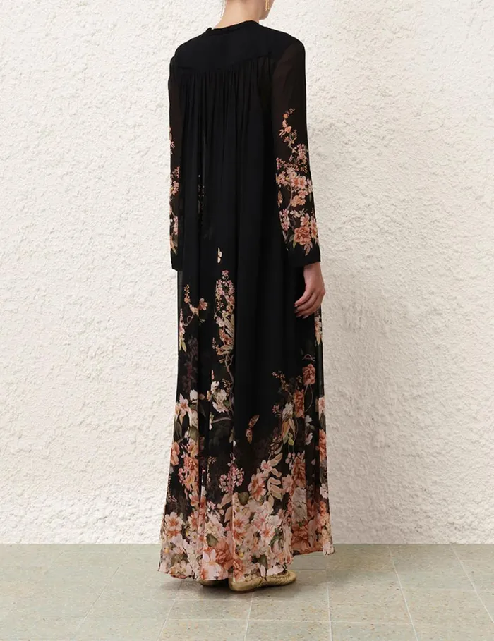 Women Clothing Zimmermann Natura Sheath Dress Coral Garden Black