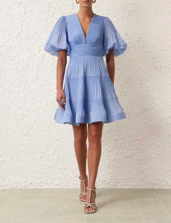 Women Clothing Zimmermann Pleated Mini Dress Jacaranda