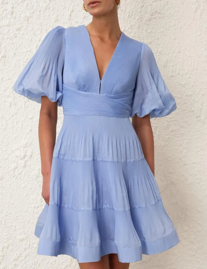 Women Clothing Zimmermann Pleated Mini Dress Jacaranda