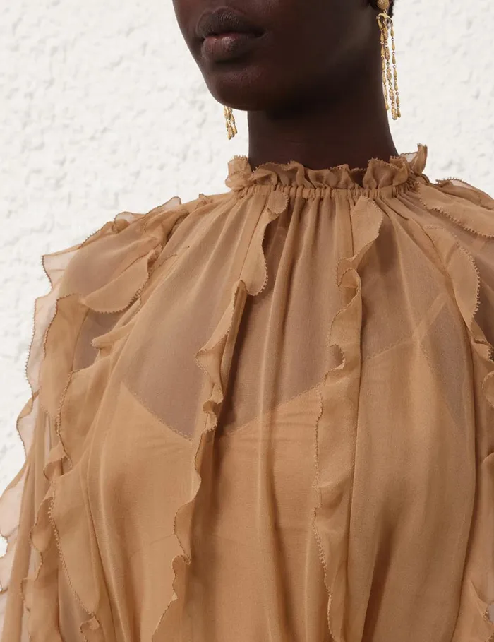 Women Clothing Zimmermann Tranquillity Billow Midi Tan