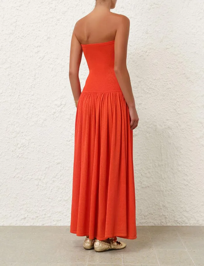 Women Clothing Zimmermann Tranquillity Metallic Dress Tomato