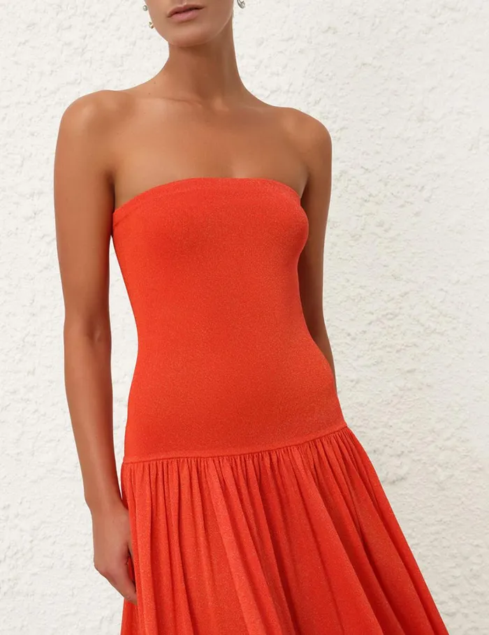 Women Clothing Zimmermann Tranquillity Metallic Dress Tomato