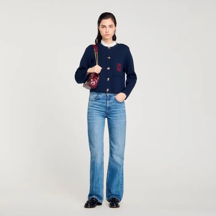 Women Coatigans SANDRO Coatigan With Detachable Collar Deep Blu