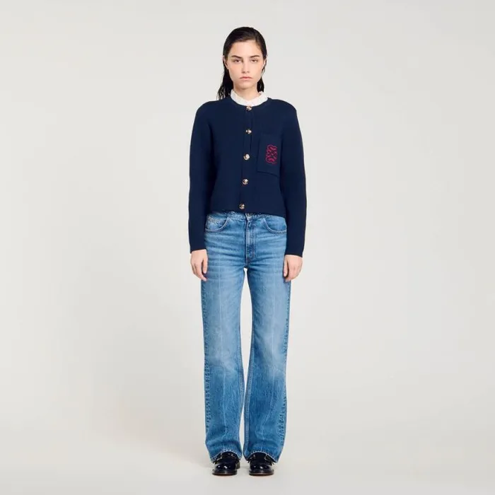 Women Coatigans SANDRO Coatigan With Detachable Collar Deep Blu