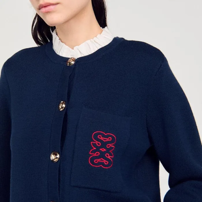 Women Coatigans SANDRO Coatigan With Detachable Collar Deep Blu