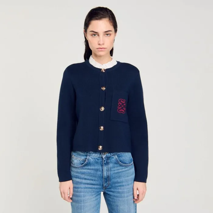 Women Coatigans SANDRO Coatigan With Detachable Collar Deep Blu