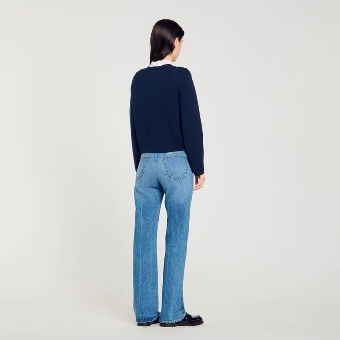 Women Coatigans SANDRO Coatigan With Detachable Collar Deep Blu