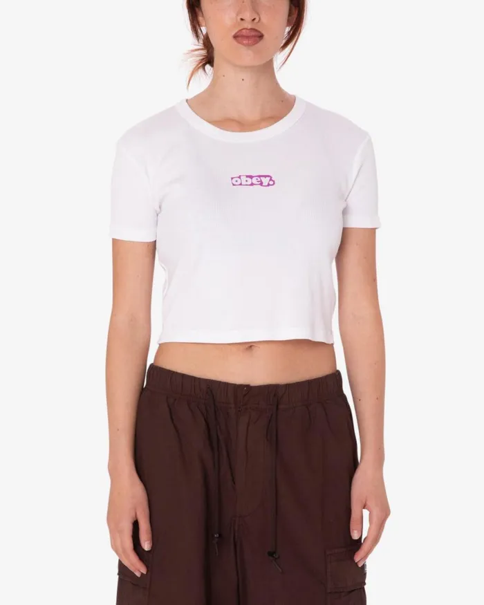 Women COLLAGE CROPPED EMMA RIB TSHIRT White OBEY Clothing TSHIRTS
