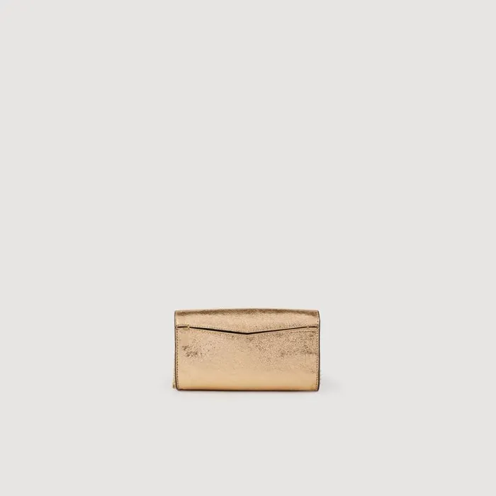 Women Crossbody Bags SANDRO Gold Leather Clutch Bag Gold Women Crossbody Bags SANDRO Gold Leather Clutch Bag Gold