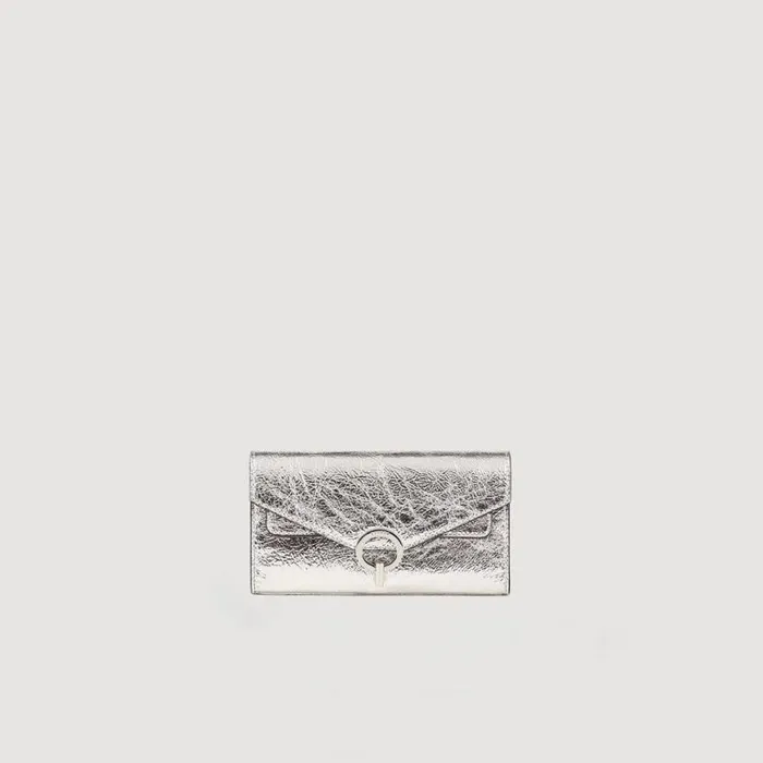 Women Crossbody Bags SANDRO Yza Pocket Clutch Bag Silver