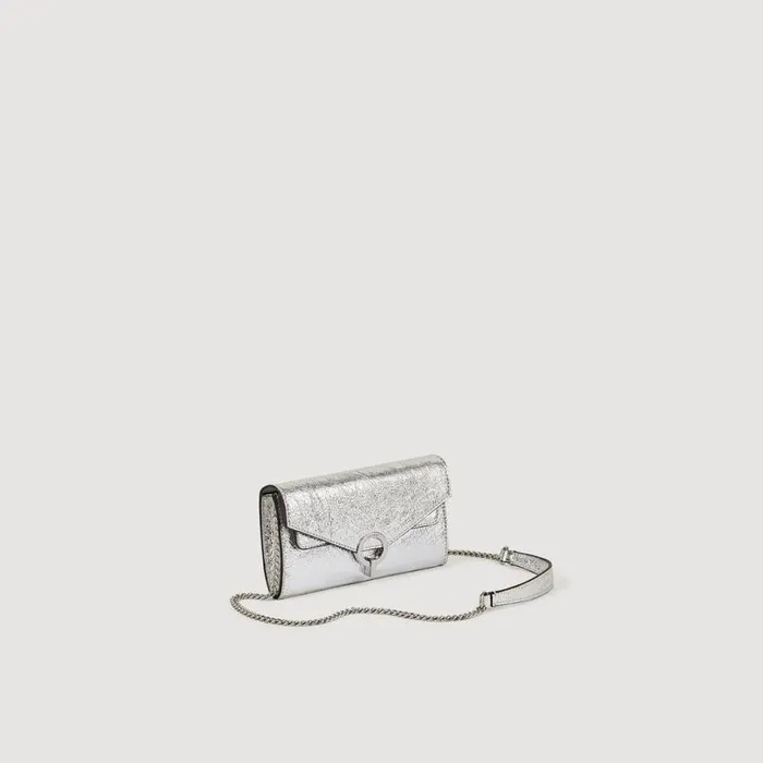 Women Crossbody Bags SANDRO Yza Pocket Clutch Bag Silver