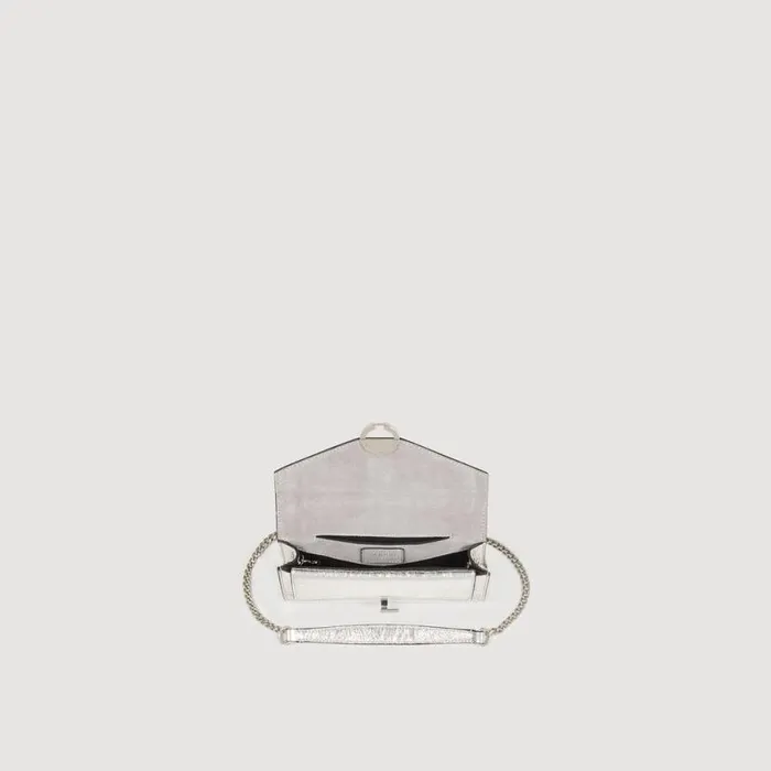Women Crossbody Bags SANDRO Yza Pocket Clutch Bag Silver