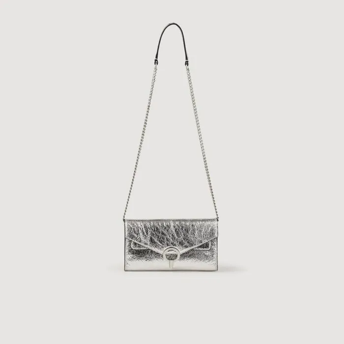 Women Crossbody Bags SANDRO Yza Pocket Clutch Bag Silver