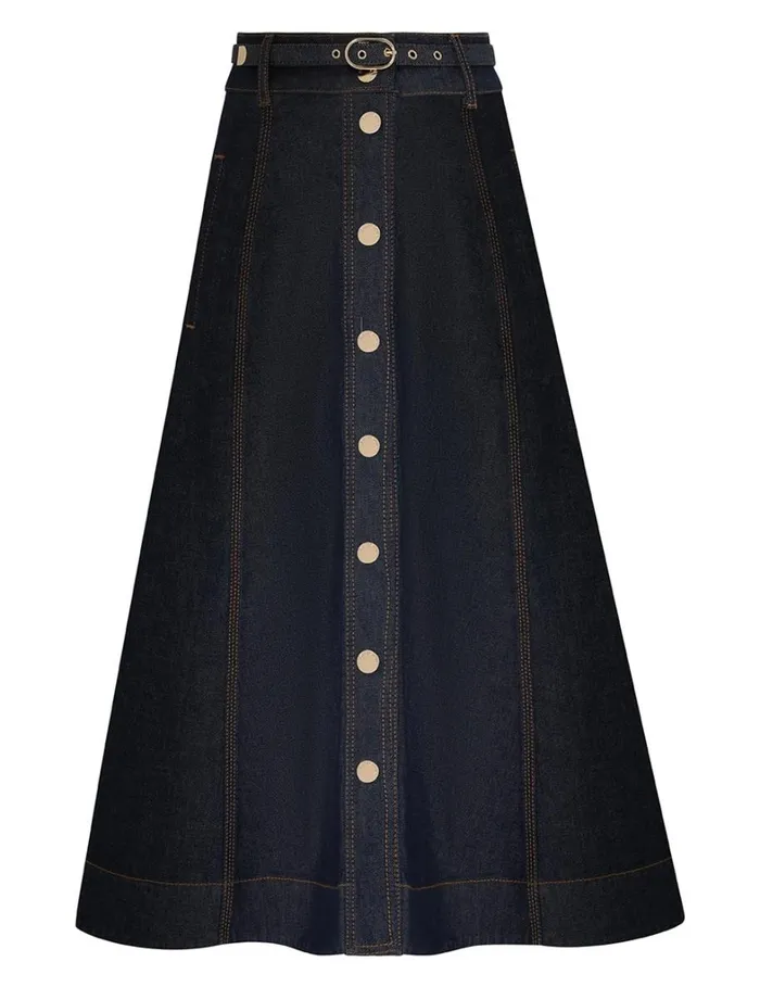 Women Denim Zimmermann A Line Denim Skirt Ink