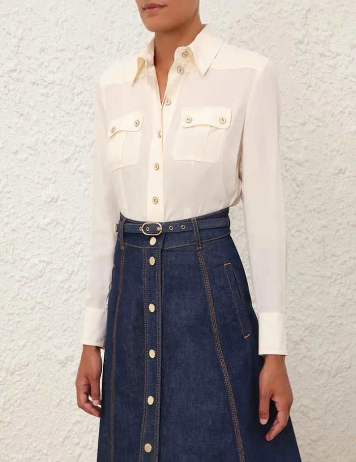 Women Denim Zimmermann A Line Denim Skirt Ink