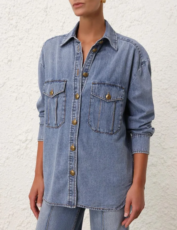 Women Denim Zimmermann Denim Oversize Shirt Poseidon Blue