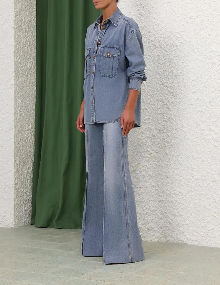 Women Denim Zimmermann Denim Oversize Shirt Poseidon Blue