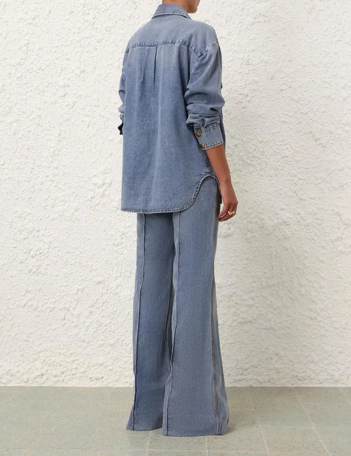 Women Denim Zimmermann Denim Oversize Shirt Poseidon Blue