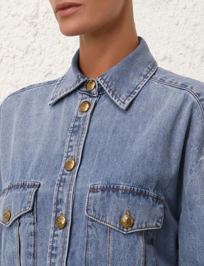 Women Denim Zimmermann Denim Oversize Shirt Poseidon Blue
