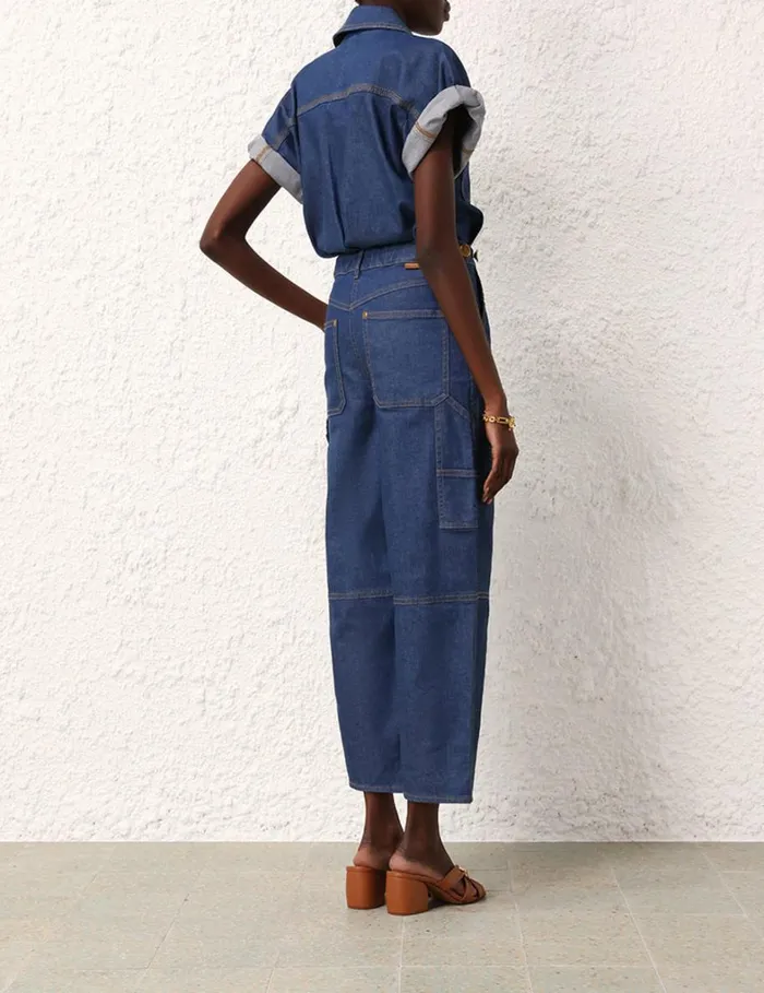 Women Denim Zimmermann Matchmaker Denim Boiler Suit Railway Blue