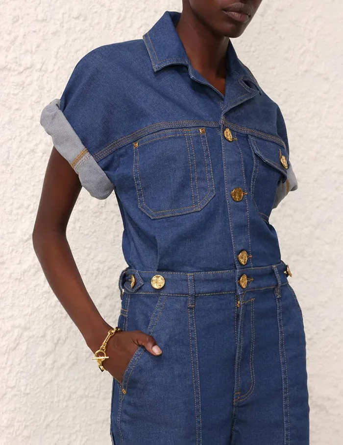 Women Denim Zimmermann Matchmaker Denim Boiler Suit Railway Blue