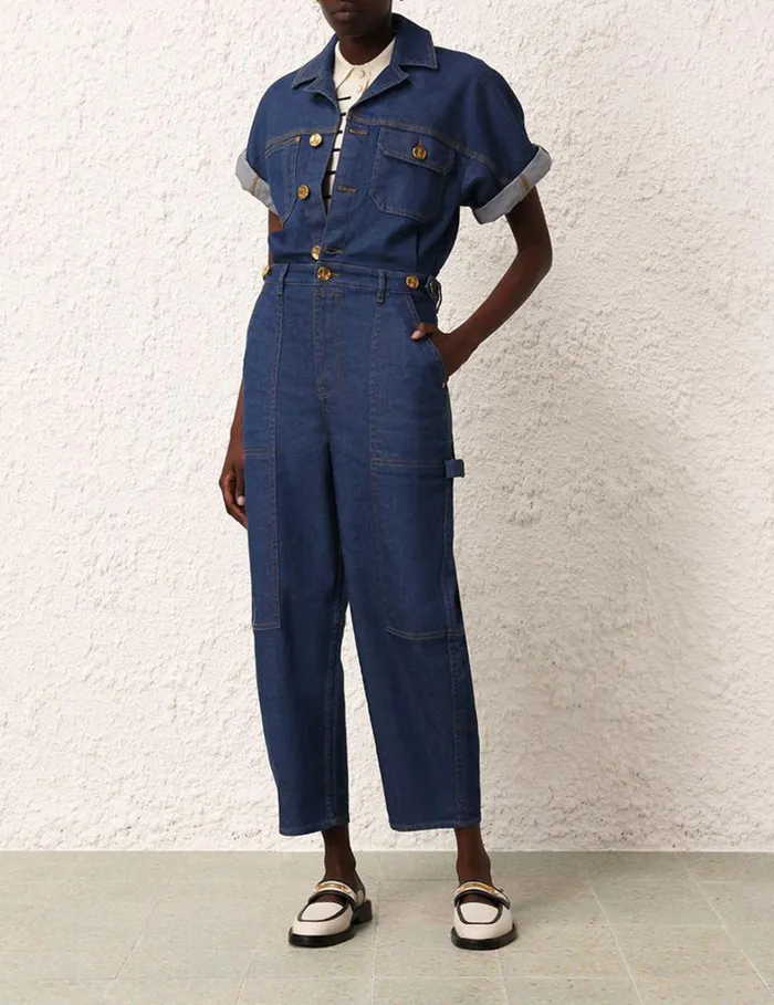 Women Denim Zimmermann Matchmaker Denim Boiler Suit Railway Blue