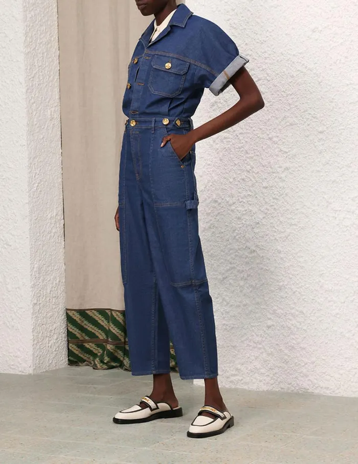 Women Denim Zimmermann Matchmaker Denim Boiler Suit Railway Blue